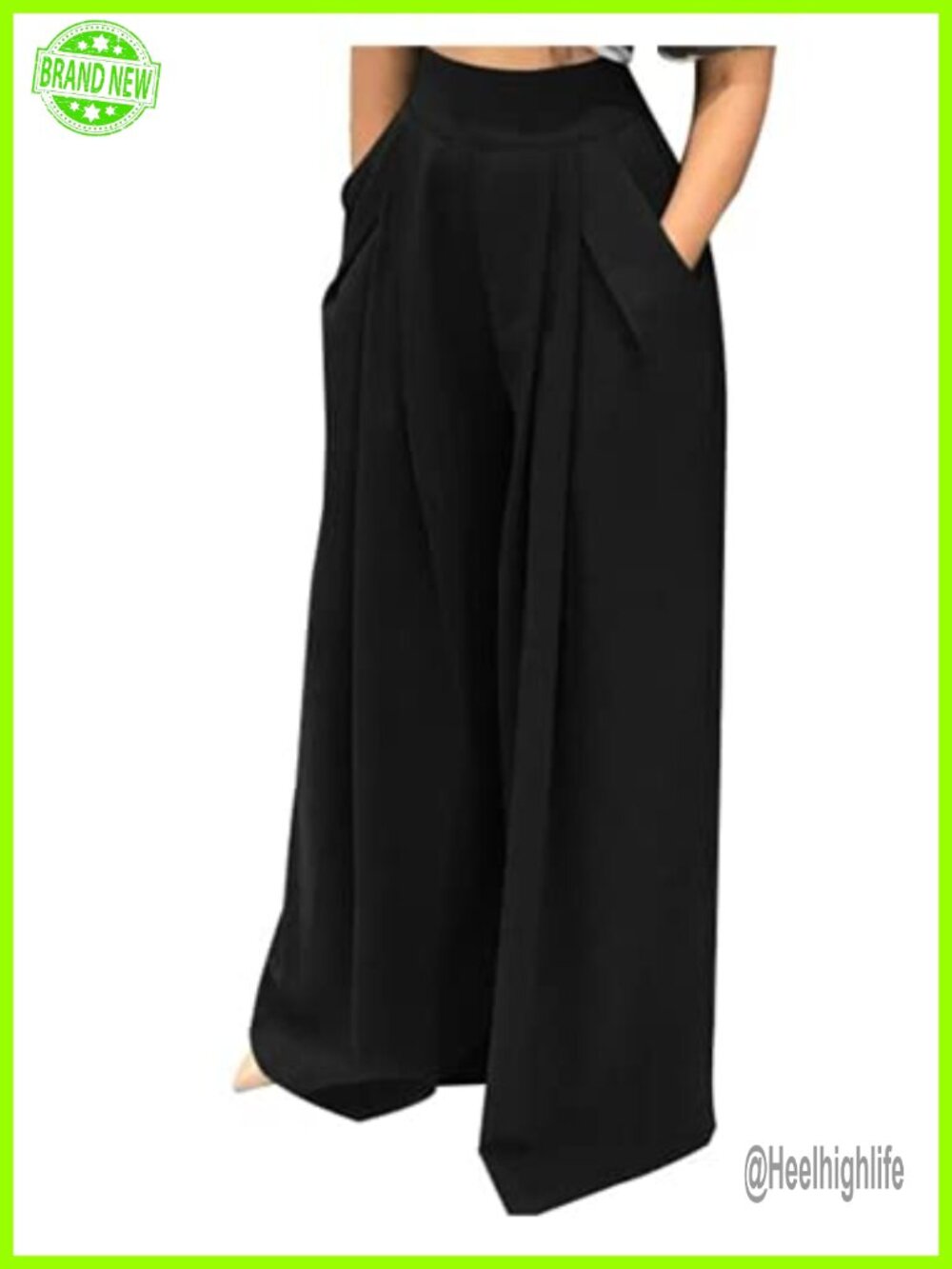 Womens High Waist Wide Leg Palazzo Trousers Flowy Loose Fit Casual Pants